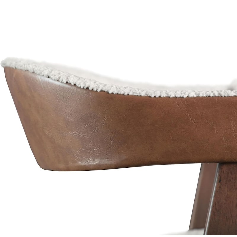 Walnut Finish Sleek Modern Upholstered Arm Chairs