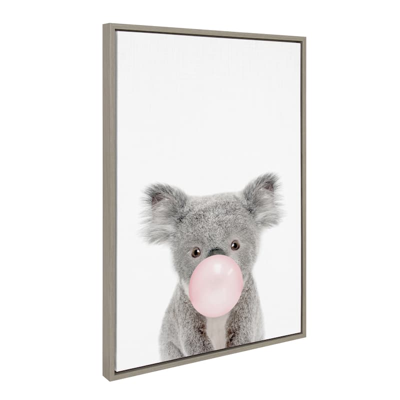 Kate and Laurel Sylvie Bubble Gum Koala Framed Canvas by Amy Peterson