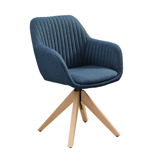 slide 2 of 11, Art Leon Classical Swivel Office Accent Chair with Wood Legs Muted Blue Fabric