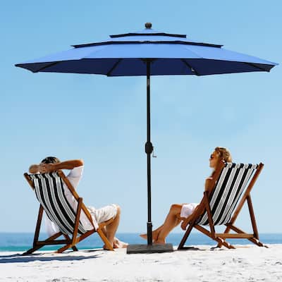 Aoodor Patio Umbrella 10 ft. for Dining Table Outdoor Market Yard Use 3 Tier Ventilation (Umbrella only)