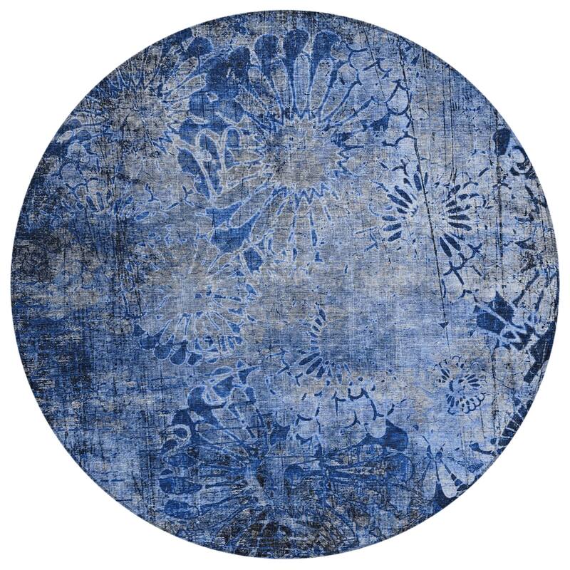 Machine Washable Indoor/ Outdoor Modern Floral Chantille Rug