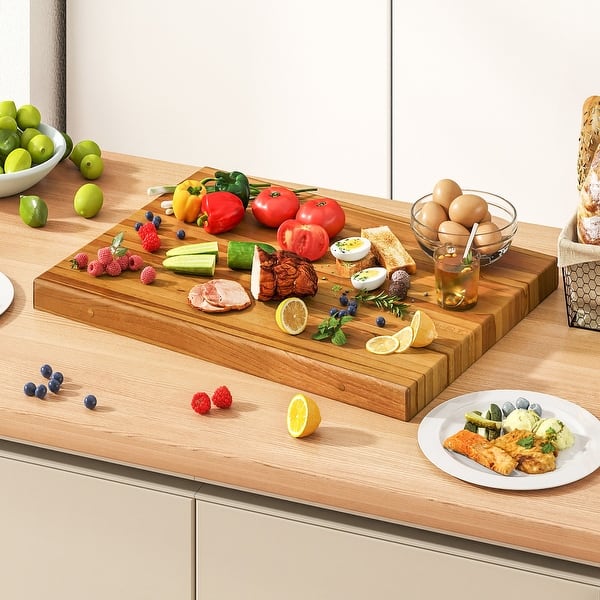10 in. L x 12 in. W Acacia Cutting Board with Leather Handle 10 in. L x 12 in. W Acacia Cutting Board with Leather Handle