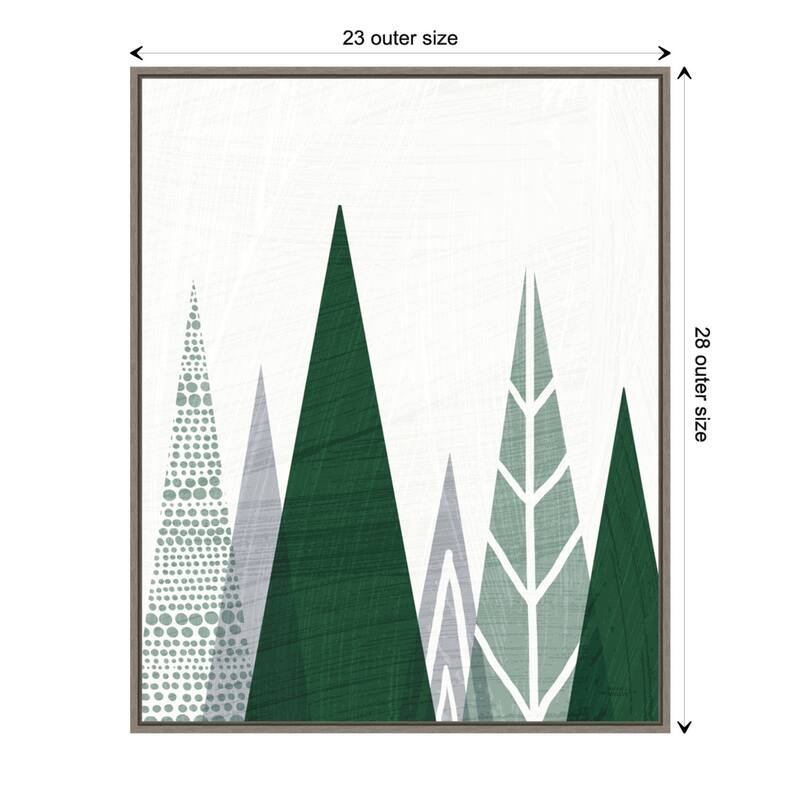 Geometric Forest II Green Gray by Michael Mullan Framed Canvas Wall Art Print - Grey - Plastic - 23 x 28 in