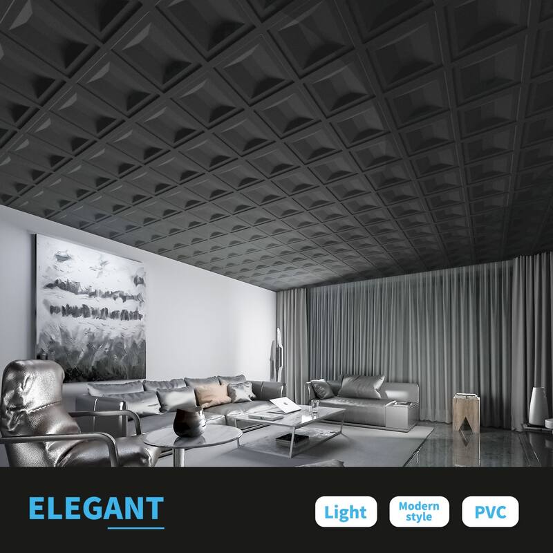 Art3d Drop Ceiling Tiles,PVC Panels,2X2ft - Black