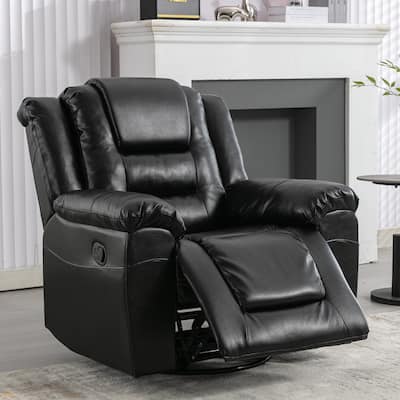 360° Swivel and Rocking Home Theater Recliner: Manual Recliner Chair with Wide Armrest