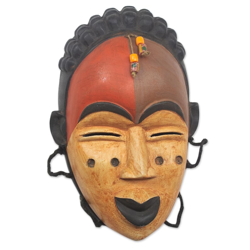 Novica Handmade Galoa Smile African Wood Mask
