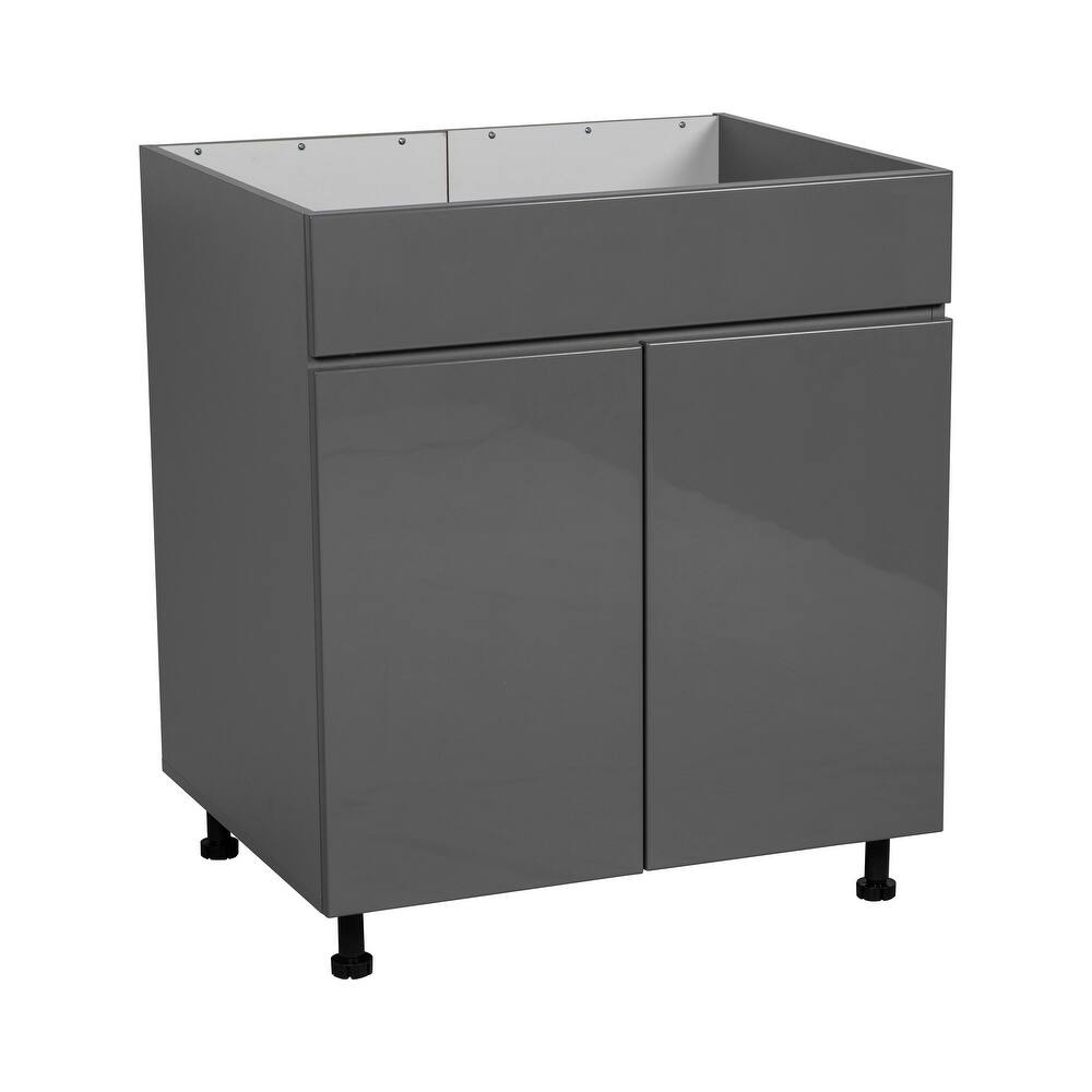 33" Sink Base Cabinets-High Double Door-Grey - 33 x 34 1/2 x 23 3/8