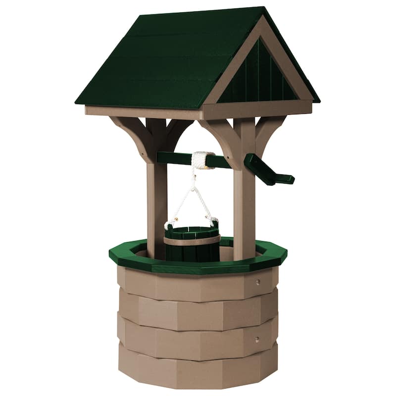Poly Wishing Well - Weatherwood and Turf Green - Medium