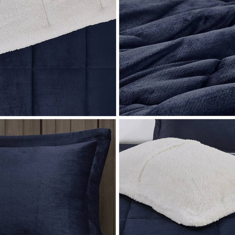 King UltraSoft Plush Comforter Set Navy Blue Bed Bath & Beyond