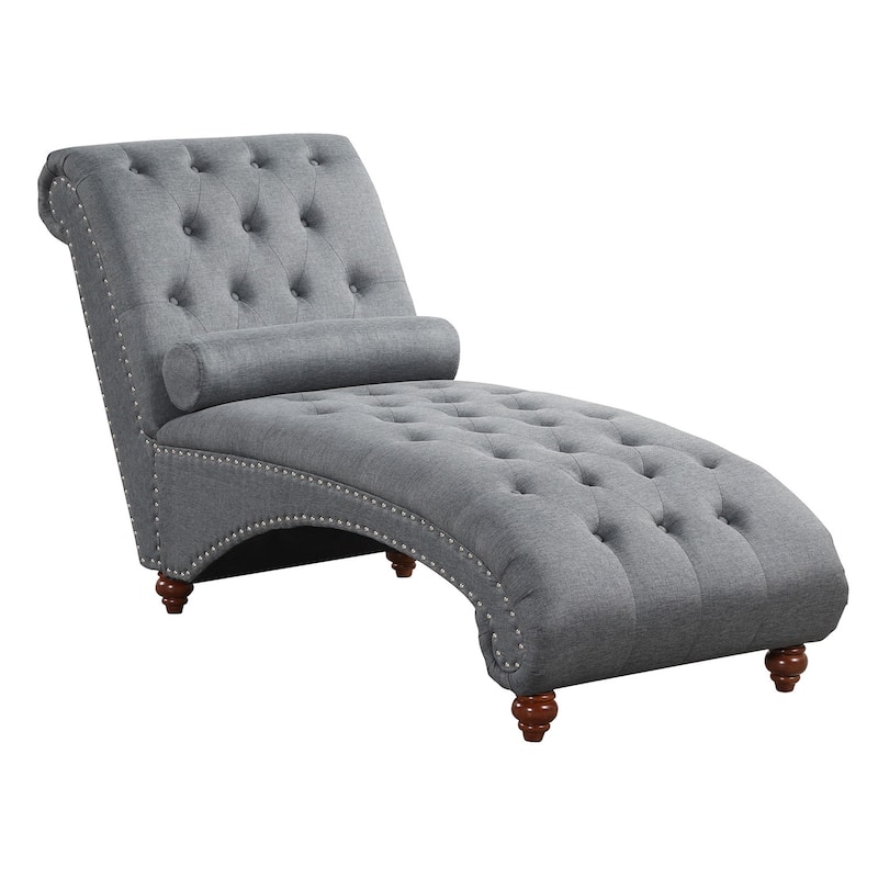Modern Armless Velvet Chaise Lounge Indoor Chair with 1 Bolster Pillow