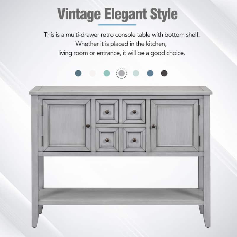 Cambridge Series Ample Storage Vintage Console Table with Four Small Drawers and Bottom Shelf for Living Rooms