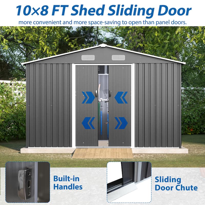 GDFStudio - Evelyn Spacious Outdoor Waterproof Tool Storage Shed with Durable Metal Frame