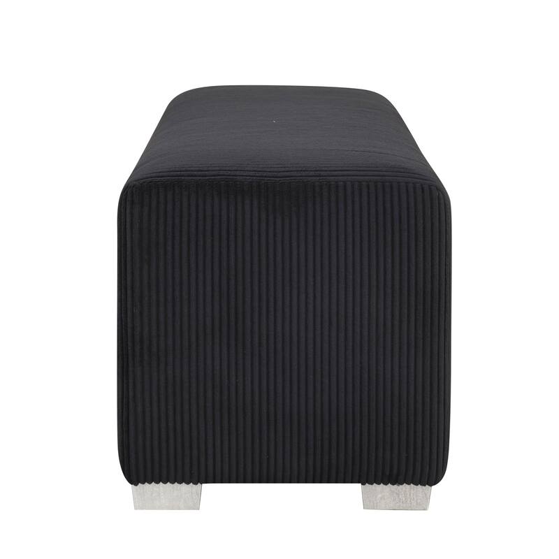 Furniture of America Goffney Chenille Bench with Fireplace Simulator and Bluetooth Audio