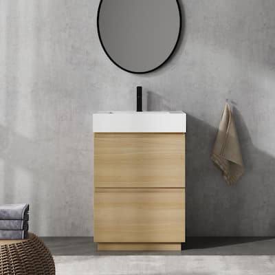 Bathroom Vanity With Sink In 24/30 Inch, Freestanding Bathroom Vanity With 2 Soft Close Drawers