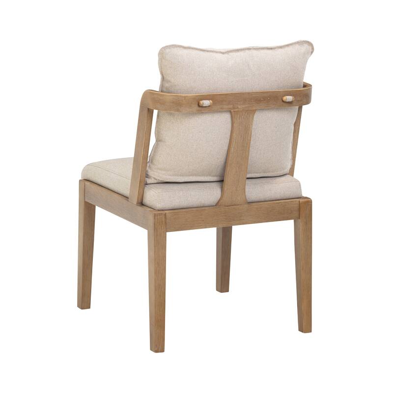 Chuck Scandinavian Upholstered Dining Chair with Curved Back with Cushion, Solid Wood Legs and Flax Upholstery