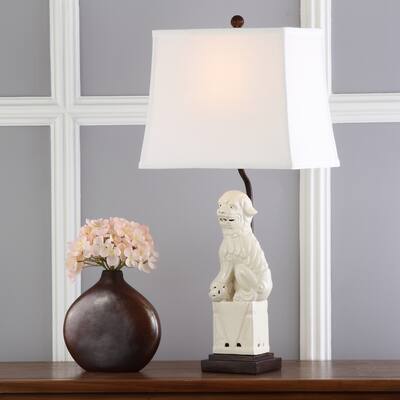 SAFAVIEH Lighting 28-inch Cream Foo Dog Table Lamp (Set of 2) - 14"x9"x28.5"