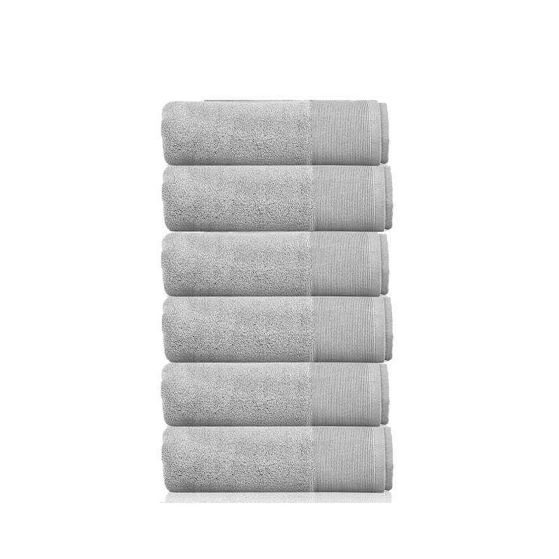 Fabstyles Camelot Face Towel Zero Twist 600 GSM Cotton Set of 6 - 13"x13" - Silver