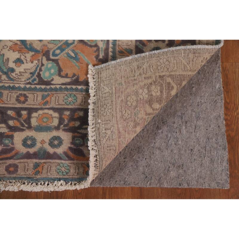 Hand Knotted Oriental 100% Wool Carpet Traditional Floral Beige & Ivories Tabriz Area Rug - 9' 6'' X 6' 7''