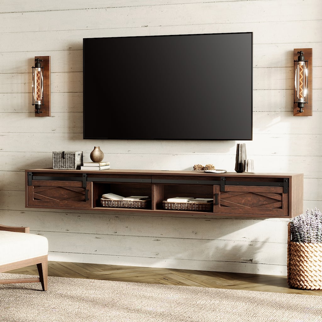 Floating TV Stand with Charging Station for TVs up to 80 Inches