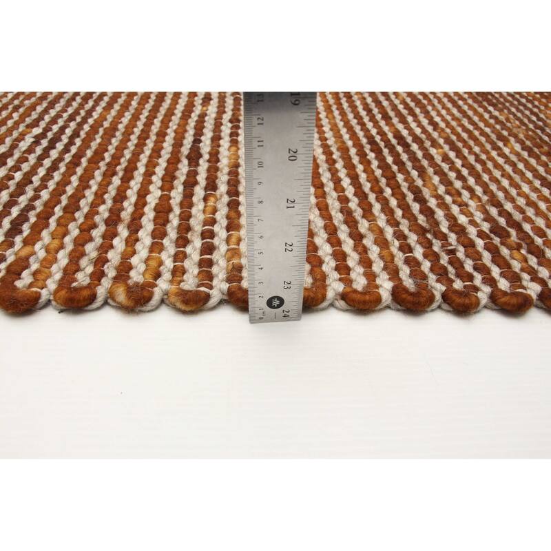 ECARPETGALLERY Braid weave Sienna Brown Wool Rug - 5'0 x 7'10