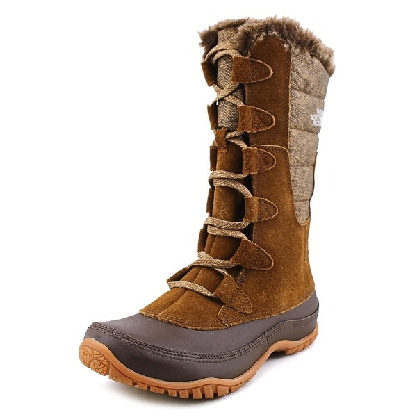 The North Face Nuptse Purna Women Round Toe Suede Brown Snow Boot