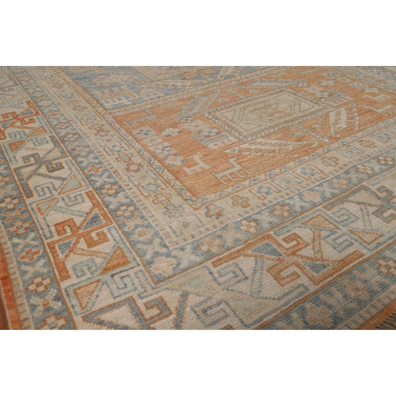 Hand Knotted Oriental 100% Wool Carpet Transitional Tribal Oranges & Rust Oushak Area Rug - 8' 3'' X 5' 9''