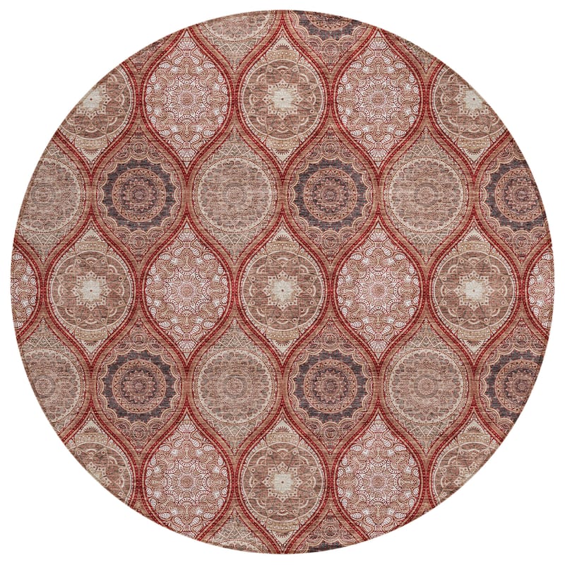 Machine Washable Indoor/ Outdoor Boho Mosaic Chantille Rug
