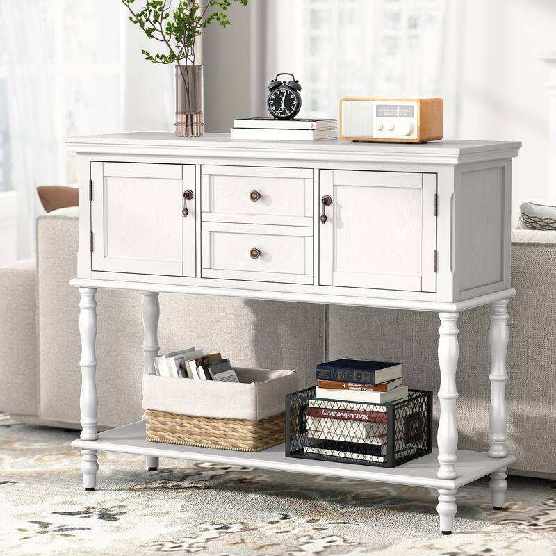 Farmhouse Wood Console Table - White