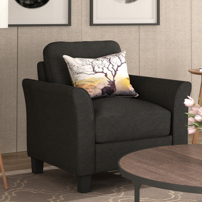 31.1" Upholstered Arm Chair - Black