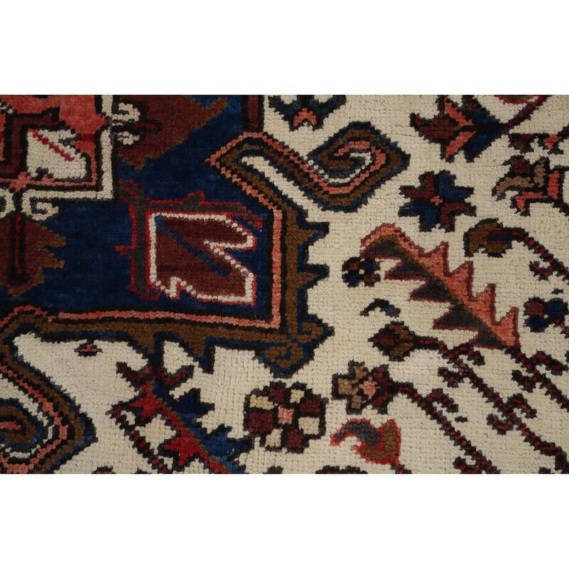 Hand Knotted Oriental 100% Wool Carpet Traditional Medallion Red Heriz Area Rug - 9' 5'' X 7' 4''