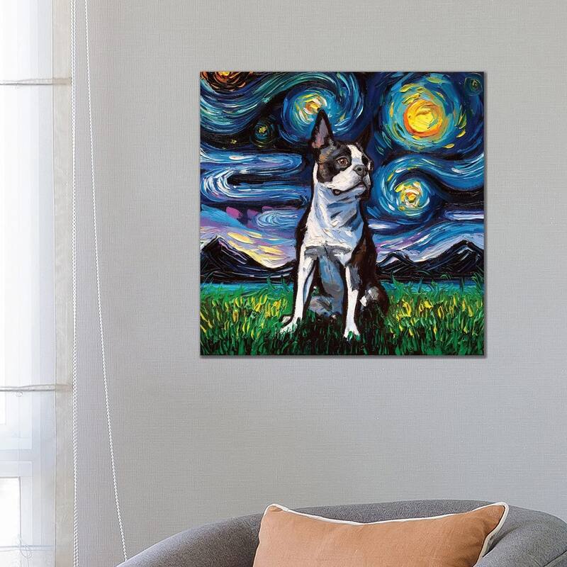 iCanvas "Boston Terrier Night II" by Aja Trier Canvas Print - 26x26x1.5