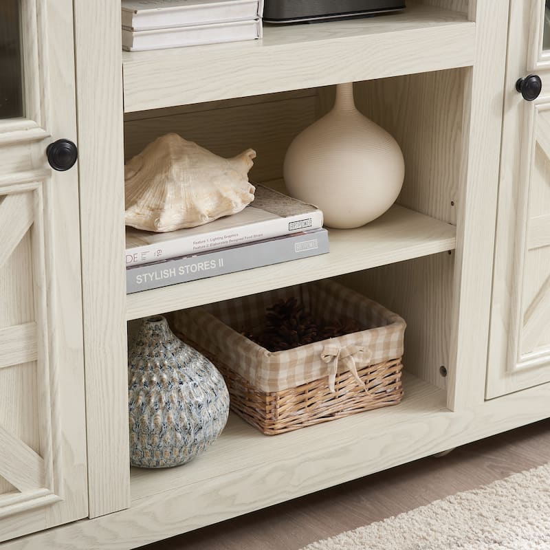 2-Door Barn-Inspired TV Stand & Media Console,Entertainment Console with Stylish Storage &Durability,60.23"W x 15.35"D x 31.7"H"