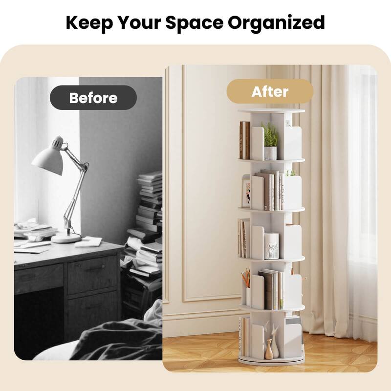 Costway 1/2 PCS 5-Tier Rotating Bookshelf 360° Display Rack with - See Details