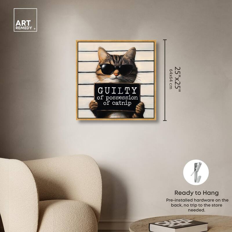 Guilty of Catnip Canvas by Art Remedy