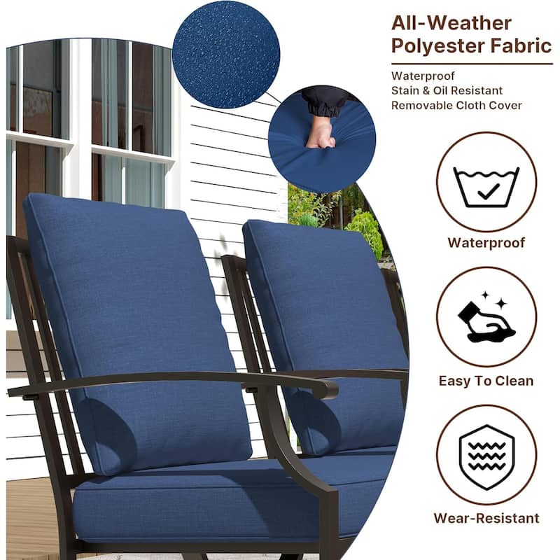 Kullavik 8 Pieces Outdoor Dining Set with 6 Single Chairs, X-Leg Table and Double-Sided Umbrella