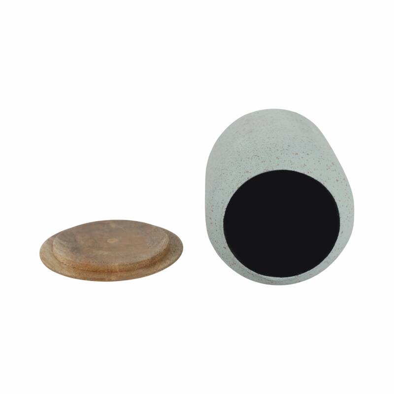 Wood Lid and Textured Pottery Base Decorative Modern Indoor Candle - 4" x 4" x 4"