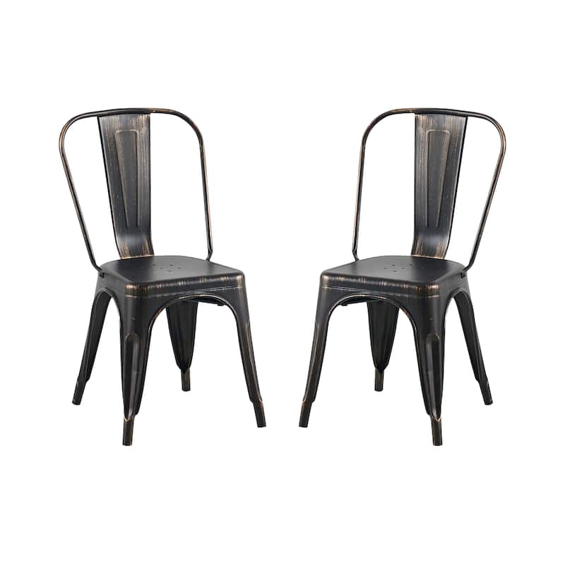 Industrial Metal 18 Inch Stackable Dining Chair Set