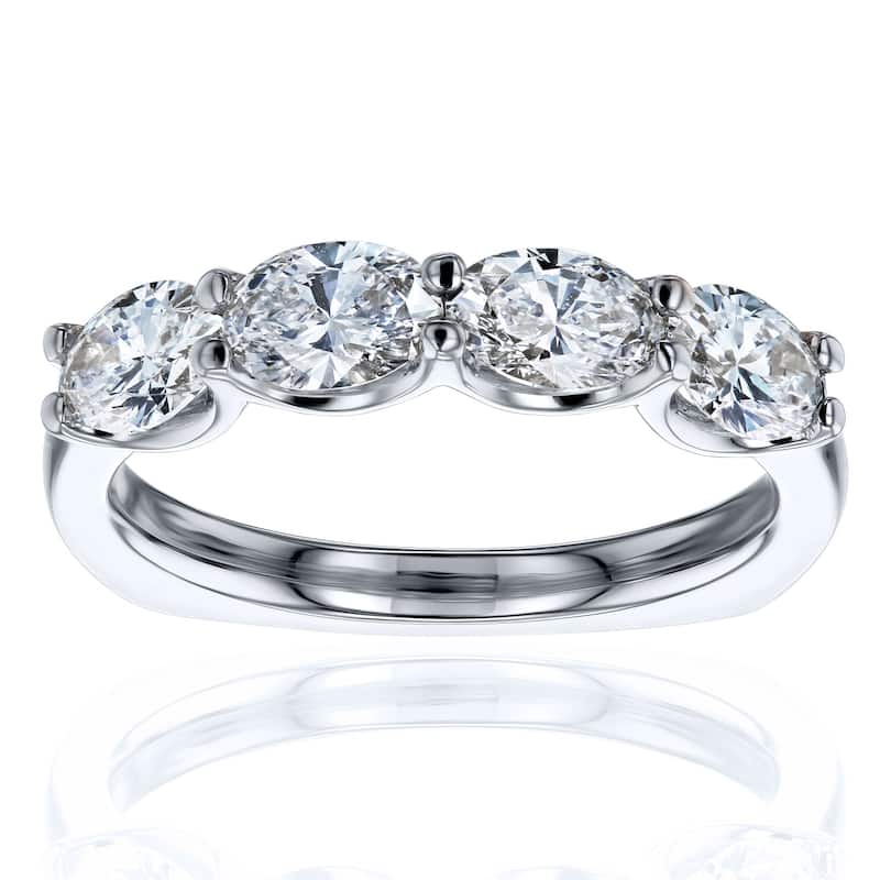 Kobelli 1.3 Carat Lab Grown Diamond 14k Solid Gold Euro Shank 4-Stone Kelsey Wedding Ring - White - 10