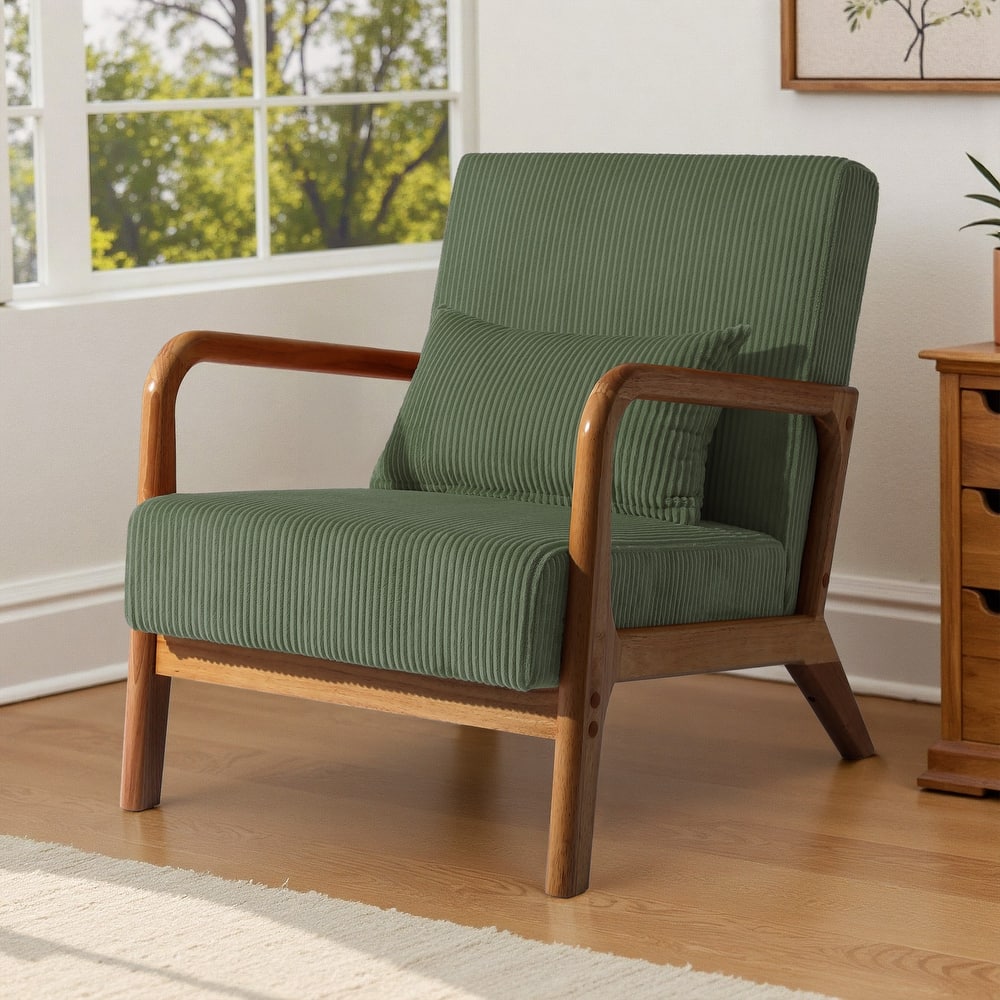 Mid-Century Upholstered Accent Chair with Wood Frame