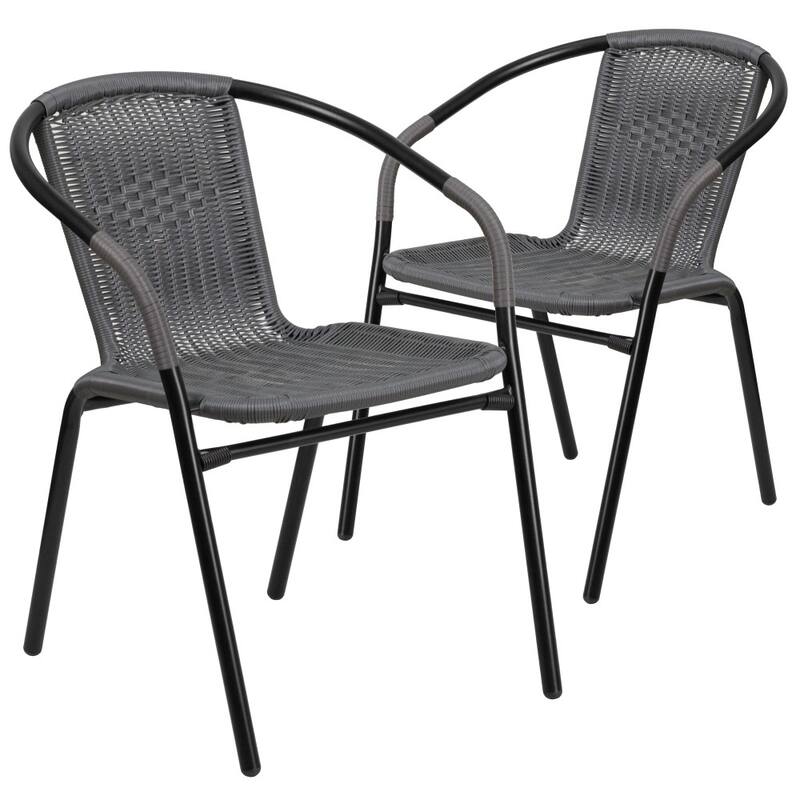 2 Pack Rattan Indoor-Outdoor Restaurant Stack Chair