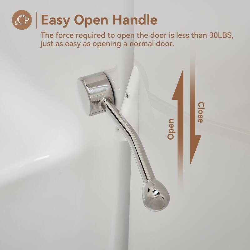 HOROW 52.5 x 26.5 Inch Left Drain Quick Fill Walk In Soaking Bathtub in White with Chrome Trim