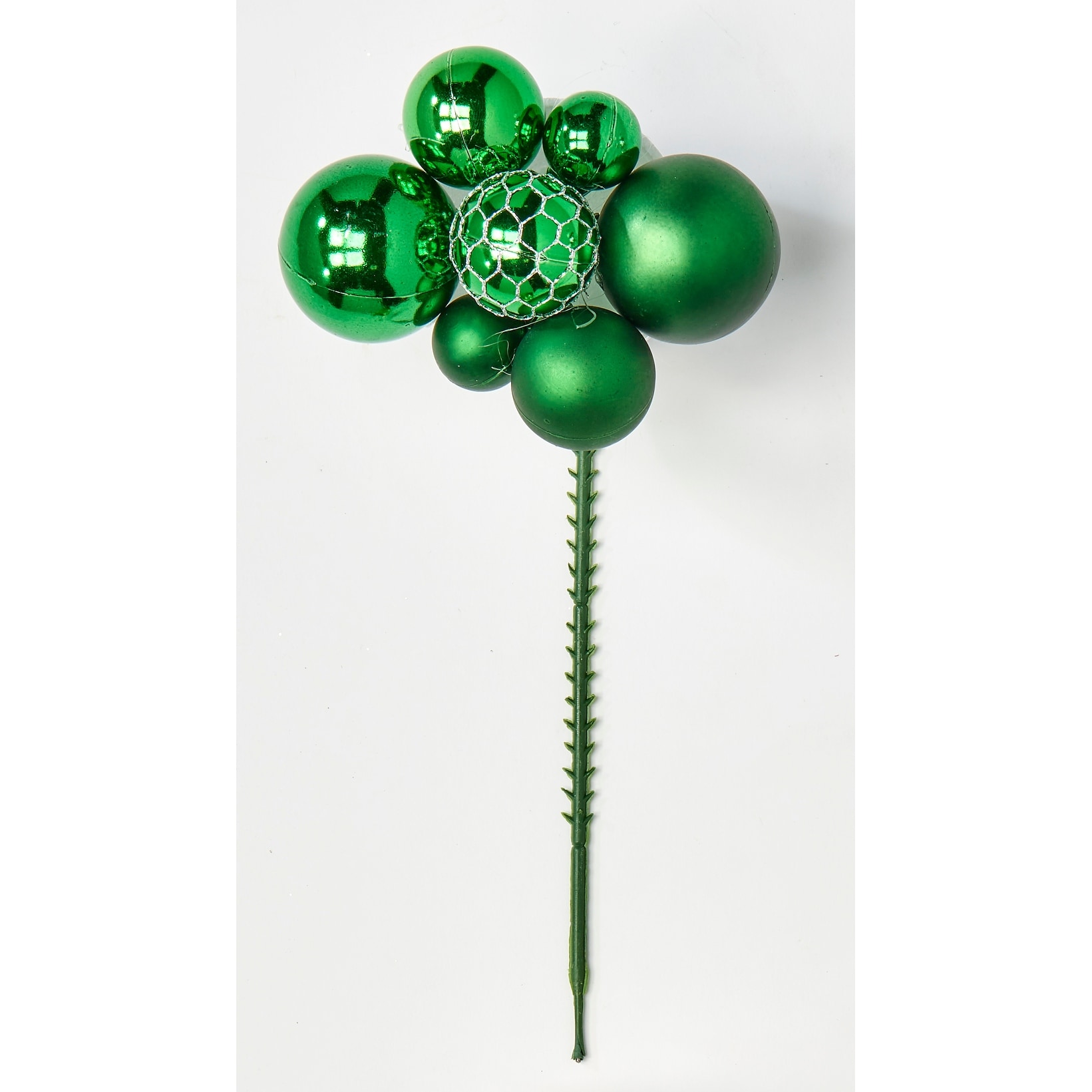 Christmas Ball Pick x 7, Green, Set of 12 - 6"