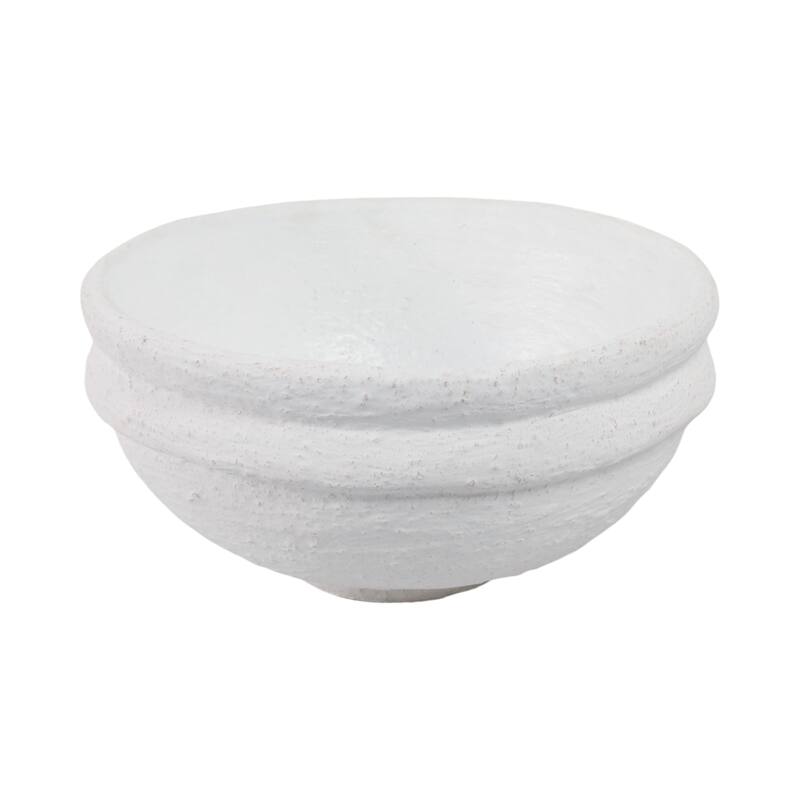Decorative Round Terracotta Textured Bowl for Home Decor - 12", White - 12.0"