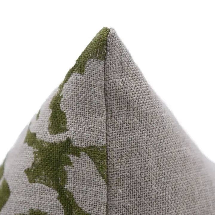 Fabdivine Boho Linen Pillow Cover Hand Block Print Sofa Accent Gree, Sulit