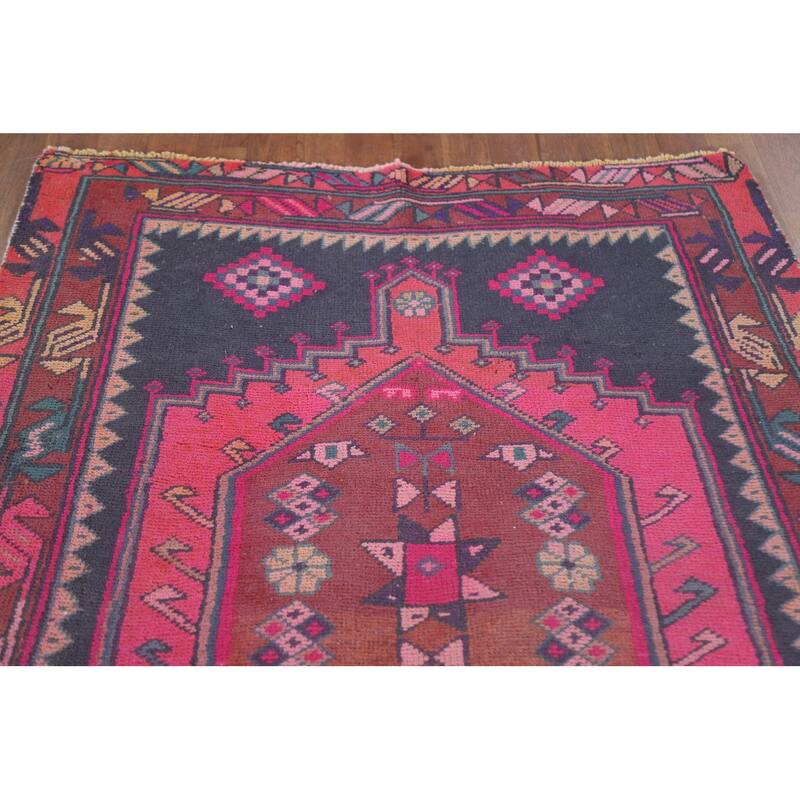 Hand Knotted Oriental 100% Wool Carpet Traditional Tribal Navy Blue & Blues Ardebil Runner Rug - 11' 10'' X 4' 1''