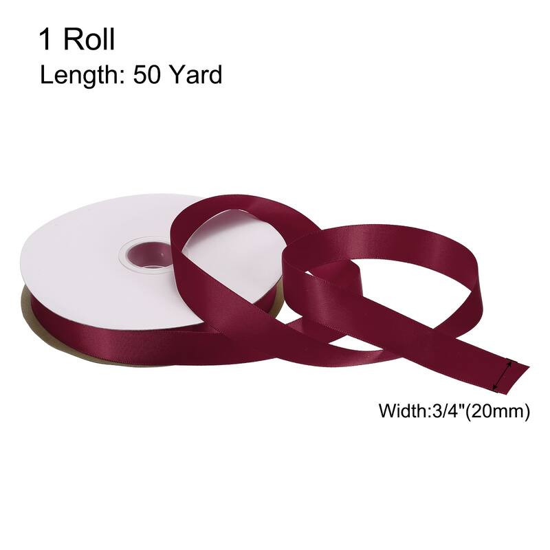 Satin Ribbon Grosgrain Valentine Solid Double Face Wedding Ribbon - Dark Magenta - 3/4" x 50 Yard
