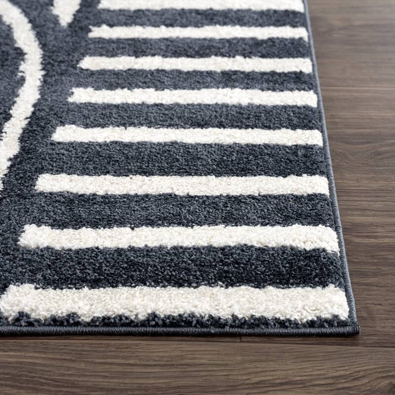 Abani Rugs Nuevo NUE120A Mid Century Arches Cream Black Area Rug