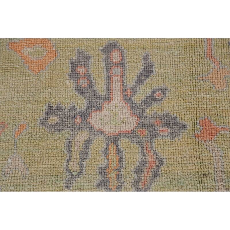Hand Knotted Oriental 100% Wool Carpet Transitional All-Over Green Oushak Area Rug - 12' 5'' X 8' 10''
