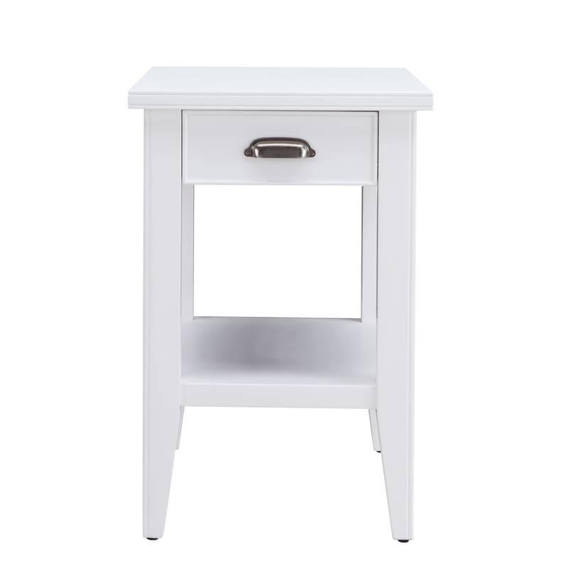 Laurent Narrow Solid Wood Side End Table with Shelf