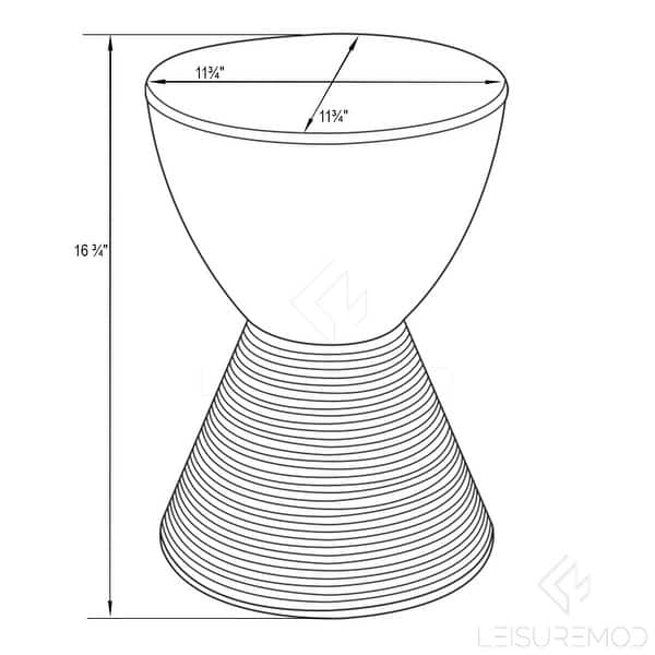 dimension image slide 6 of 7, Boyd Round Side Table with Ribbed Design Base - Accent Hourglass End Table with Removable Lid for Living Room & Bedroom